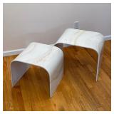 (2pc) PAIR LAMINATE MARBLE STYLE SIDE TABLES | Two nesting side tables with faux marble finish - l. 