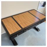 drop front keyboard tray and two side drawers with fitted interiors, one with a slide out writing su