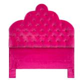 FANCY TUFTED VELVET HEADBOARD | Fun! Pink velvet headboard (no rails) - l. 65.5 x w. 57.5 x h. 4 in.