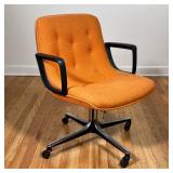 POLLOCK STYLE OFFICE CHAIR | Orange Charles Pollock style office chair; fabric upholstered seat,