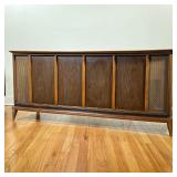 MAGNAVOX STEREO CONSOLE | Long mid century modern stereo console with built in record player by 