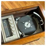  Magnavox; walnut panels, sliding door top; c.1960s - l. 59 x w. 18 x h. 26 in.  