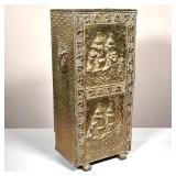 NAUTICAL UMBRELLA STAND | Umbrella stand with metal wrap of large ship motifs with floral border; 