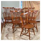 (6pc) Brace Back Windsor Chairs | Wooden Windsor dining chairs, including two armchairs and four sid