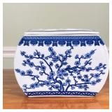 BALLARD DESIGNS VASE | Chinese style blue and white oblong lidded potpourri vase by Ballard Designs 