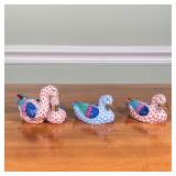 (3pc) Herend Lace Figurines | Including a pair of ducks (4.5 in) and a red duck and a blue duck (bot