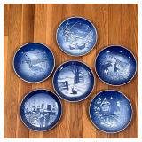 (6pc) Royal Copenhagen Christmas Plates | 1970s-1980s Dimensions: dia. 7 in 