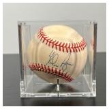 NOLAN RYAN | [SIGNED BASEBALL] Nolan Ryan signed official ball / American League In a display case 