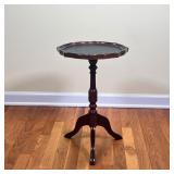 Plant Stand | Small wooden plant stand / side table with a leather Inset top Dimensions: h. 21 x dia