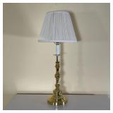 Brass Lamp | Brass column table lamp Dimensions: h. 26 x dia. 11 in (over shade)  