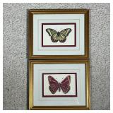 (2pc) Pair Butterfly Prints | In gold-tone frames Dimensions: w. 11 x h. 9.5 in 
