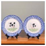 (2pc) Pair Art Painted Cow Plates | Each signed on the unerside Dimensions: dia. 10 in 