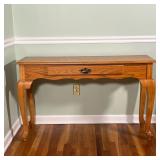 Light Wood Side Table | Console table with a single drawer over cabriole legs Dimensions: l. 48 x w.