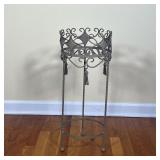METAL PLANT STAND | With scrollwork and tassel decoration 