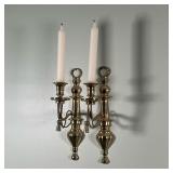 (2pc) Pair Brass Sconces | Single arm wall sconces with formed brass tassels and ropes Dimensions: l