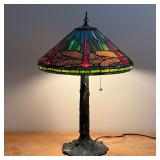 TIFFANY-STYLE DRAGONFLY LAMP | Tiffany-style stained glass lamp, dragonflies with 