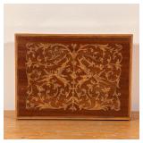 PENWORK BOX | Hinged lid box of small size with contrasting woods Dimensions: 4-3/8 x 6 in. 
