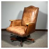 CUSTOM OFFICE CHAIR | Seven Seas Seating saddle brown leather executive