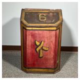 VINTAGE TOLE PAINTED BOX | Great as a hamper or other storage… Red painted with gold and the number 