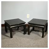 (2PC) PAIR CHINESE STYLE LOW TABLES | Black painted Dimensions: l. 18 x w. 18 x h. 15 in 