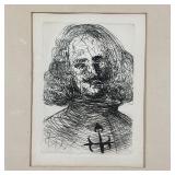 SALVADOR DALI ETCHING |Velazquez by Salvador Dali, framed portrait with authentication on verso fro 