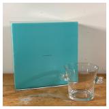 TIFFANY & CO. BLOWN GLASS VASE | Of tapered form with scrolled handles, signed on the bottom; with a