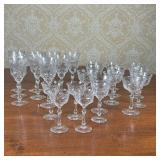 SET ANTIQUE BLOWN & CUT GLASS STEMWARE | Blown and cut/etched glass with intricate decorations inclu