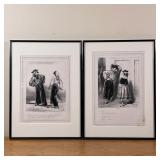 PAIR FRENCH ILLUSTRATIONS | Gavarni, possibly reprints, framed Dimensions: 15 x 11 in. (each frame) 