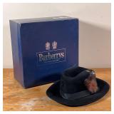 BURBERRYS RABBIT/HARE FUR HAT | Made in England by Burberrys, 100% black rabbit/hare fur, with feath
