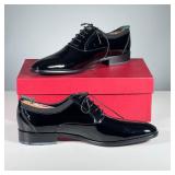 MEN’S FERRAGAMO DRESS SHOES | Salvatore Ferragamo, size 9-1/2 black patent leather dress shoes, acco
