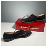 MEN’S FERRAGAMO SHOES | Pair of Salvatore Ferragamo boutique Baltimore Black and Tan nabuck shoes, s