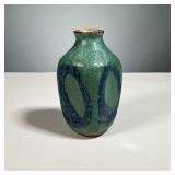 ART POTTERY VASE | Small size, signed on bottom. Green & Blue glaze. Dimensions: h. 6 in 