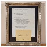 KATHERINE HEPBURN SIGNATURE | Katherine Hepburn autograph signature in a silvered frame, sold in ben