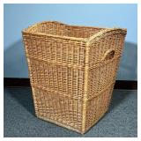 ANTIQUE WOVEN BASKET | Three sections of pattern with a handle on either side bowed opening with an 