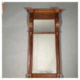 ANTIQUE AMERICAN WALL MIRROR | Carved wreath top with half spindle on the sides. Dimensions: w. 18 x