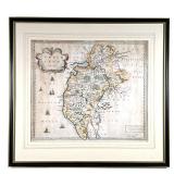 CUMBERLAND | Robert Morden hand-colored map. Map of Britain; 17 x 14 in. (sight); w. 23 x h. 21.5 in