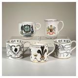 (5PC) LARGE CORONATIONWARE MUGS | Including a pair of Wedgewood coronationware 1953 “God save the Qu