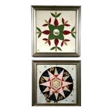 (2PC) 19TH CENTURY QUILT TILES | Antique quilt tiles with colorful designs. 