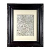 MAP OF WEST ENGLAND | Detailed map of western England centered on Wrexham: 7.5x9.5in, sight. w. 15.5