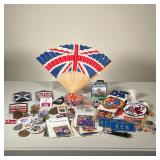 LARGE ASSORTMENT OF ENGLISH MEMORABILIA | Includes: tin tray painted as a Union Jack, flags & tea to