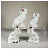(4PC) CERAMIC STAFFORDSHIRE DOGS | Four classic white ceramic Staffordshire dogs of tapering size wi