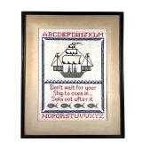 20TH CENTURY INSPIRATIONAL NEEDLEPOINT | Nautical themed needlepoint sampler, "Don’t wait for your s