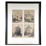 W. G. HERDMAN ETCHINGS | Colored etching showing churches of Liverpool: St. Matthews, St. Stephen’s,