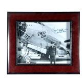 PAUL TIBBETS / ENOLA GAY SIGNED PHOTO | Paul Tibbets pilot autograph, in a wood frame - w. 13.5 x h.