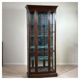 LIGHTED DISPLAY CASE | Single door with glass panel front and sides, mirrored back, with adjustable 