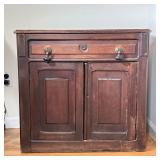 ANTIQUE WASHSTAND | Antique wood washstand having a single drawer over cabinet doors, can be used as