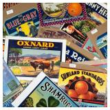 LOT MISC. FRUIT CRATE LABELS | Including Shamrock Valencias; Sunland standards; Kelly’s delicious; S