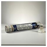 ANTIQUE ENGLISH SHUTTLECOCKS | Tube of No. 1 Official Tourney RSL Badminton Shuttlecocks. - h. 15.5 