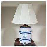 BARREL FORM WATER COOLER | Star Stoneware, Crooksville, OH (1892-1945) blue and white stoneware wate