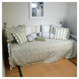 METAL & BRASS DAYBED | Round brass accents on the corners with flower accents at the joints. Height 